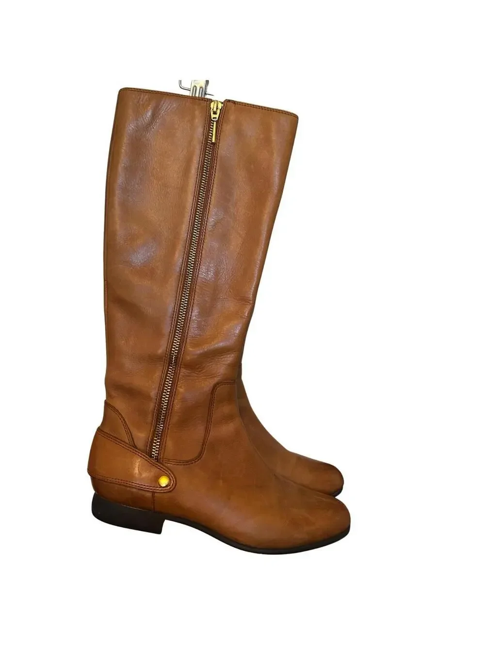 Clark’s Brown Leather Mid-Calf Riding Boots with Side Zipper